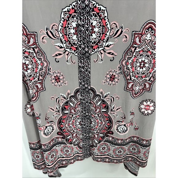 Y2K Style Maxi Dress XL Coral Gray Sleeveless Stretch Paisley Boho Cruise Wear - Picture 11 of 11